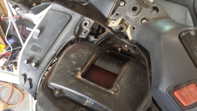 The rectangular opening where you can see the K&N air filter through is what I was using to adjust how much air was coming into the air box.